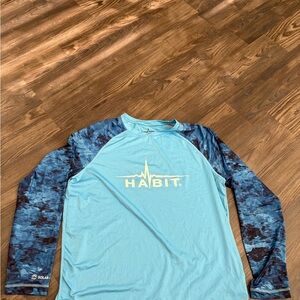Habit Men's Blue Long Sleeve Shirt